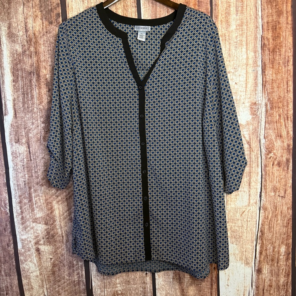 Catherines Geometric Button Down Shirt